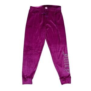 Juicy Couture Soft Pink Velour Lounge Pants Sparkly Bejeweled “Juicy” Medium